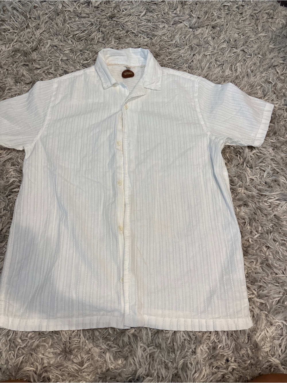Common People NWOT White Textured Button Up Shirt Men's Size M Short Sleeve